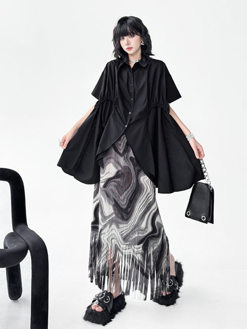 Layer Flare Gathered Blouse