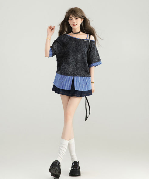 Layered Collar Contrast Top