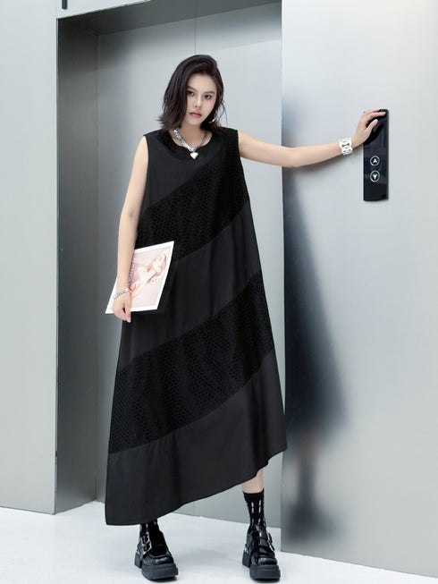 Diagonal Mesh Panel Dress