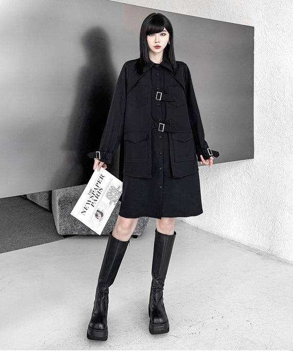 Buckle Layer Shirt Dress