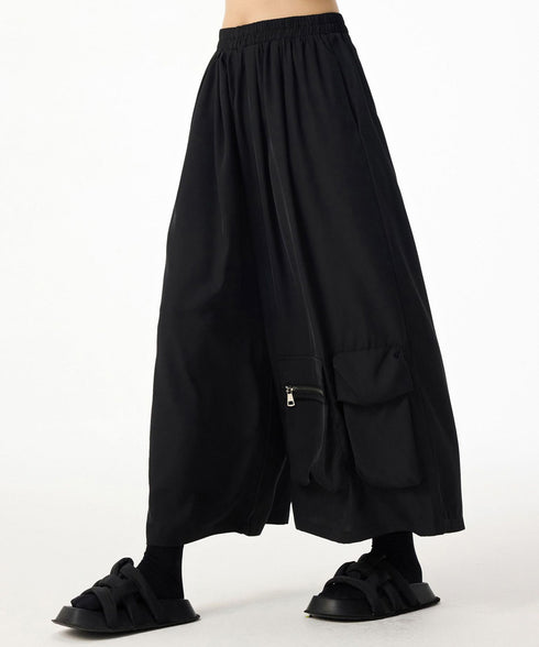Black Zip Pocket Wide Pants