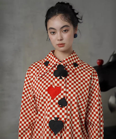 Card Suit Applique Narrow Tie