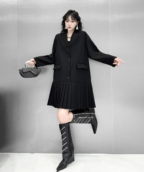 Pleated Hem Tailored Jacket Dress