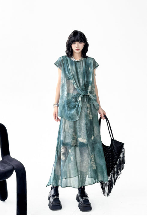 Floating Dye Top & Skirt Co-ord