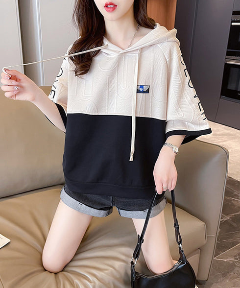 Block Tone Hoodie Top