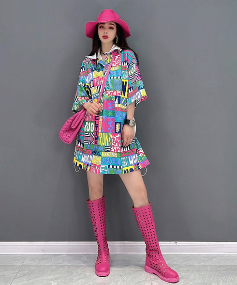 Colorful Graphic Polo Top