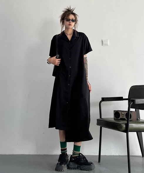 Dark Loose Shirt Dress