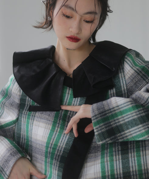 Frill Collar Plaid Jacket