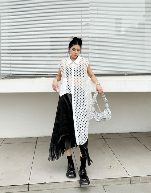 Eyelet Mesh Sleeveless Shirt