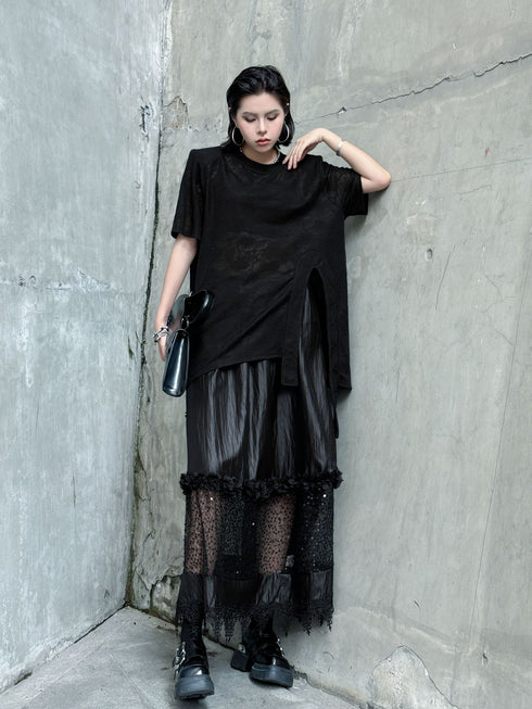 Noir Mesh Layered Skirt