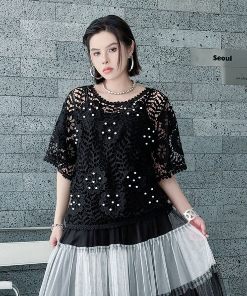 Flower Pearl Crochet Top