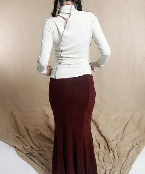 Ruffle Spiral Highneck Top