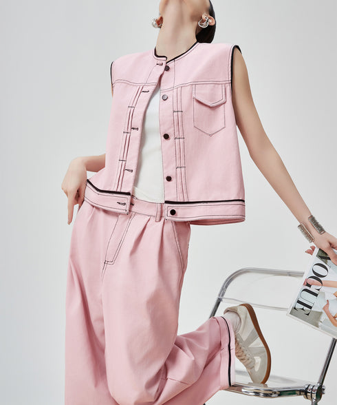 Contrast Stitch Pink Denim Series