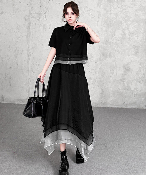Layer Veil Blouse & Skirt Co-ord
