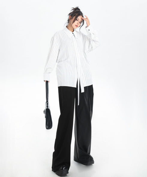 Pinstripe Belted Long Shirt
