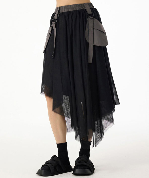 Mesh Layer Pocket Skirt