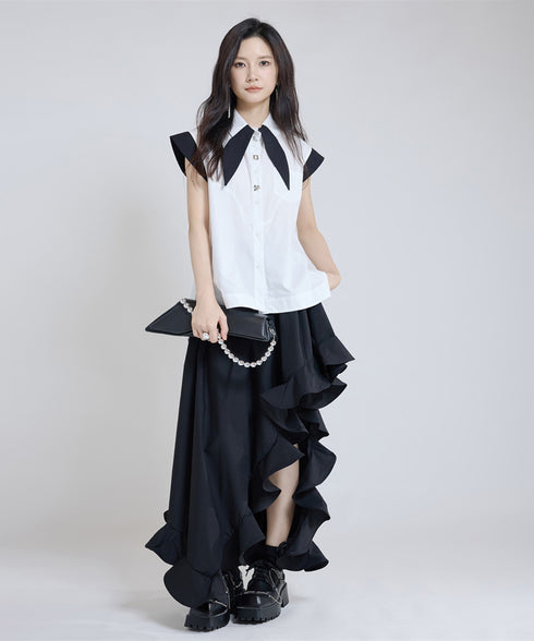Contrast Collar Blouse