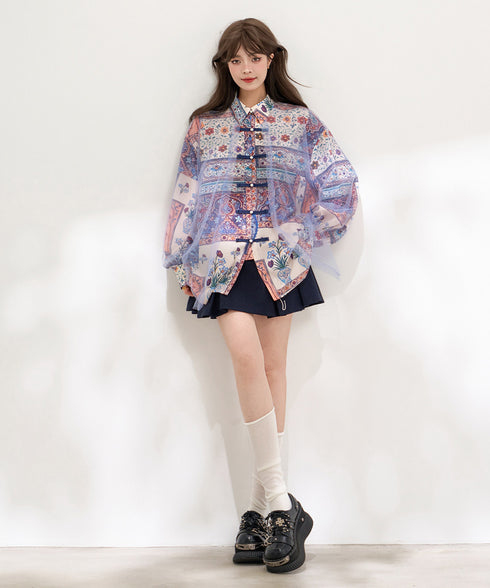 Mosaic Veil Toggle Blouse
