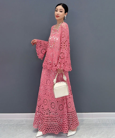 Lace Flow Top&Skirt Co-ord