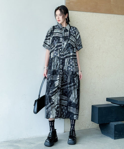 Noir Graphic Shirt Dress