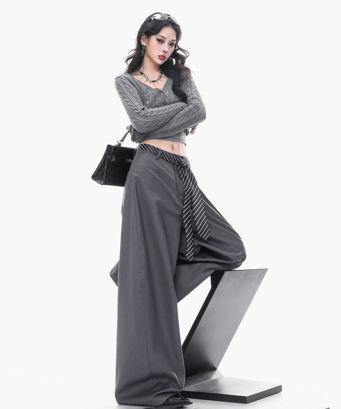 Cable Cropped Curve Cardigan