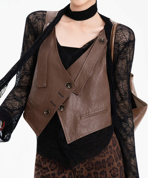 Contrast Button Tailored Vest