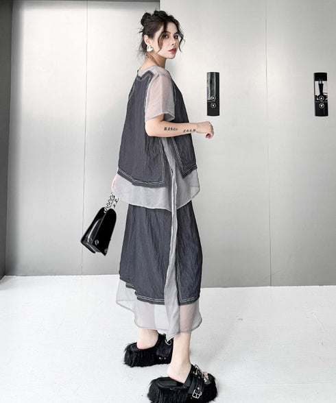 Sheer Stitch Top&Skirt Co-ord