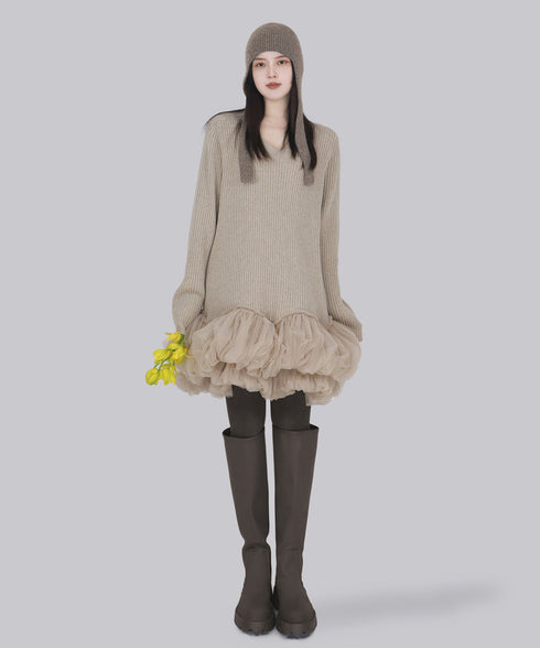 Meringue Veil Hem Dress