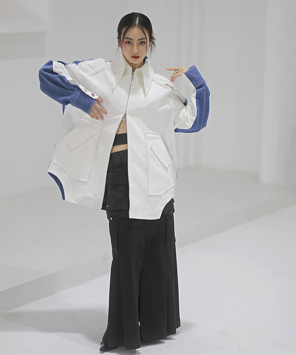 Dual-Tone Contrast Sleeve Jacket