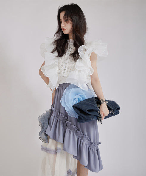 Floral Ruffle Lace Blouse