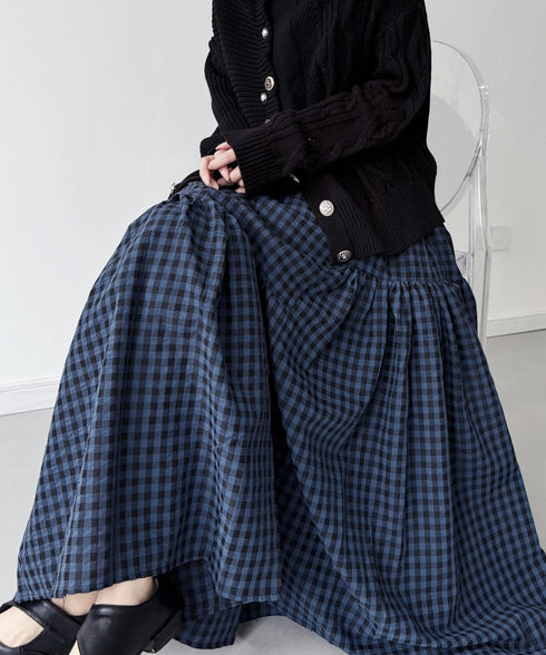 Tiered Check Flare Skirt