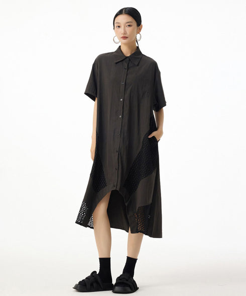 Mesh Panel Flow Dress