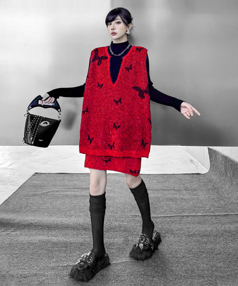 Butterfly Knit Vest&Skirt Series