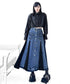 Contrast Panel Denim Flare Skirt