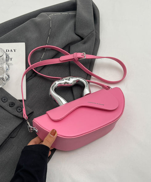 Metal Curve Handle Shell Bag
