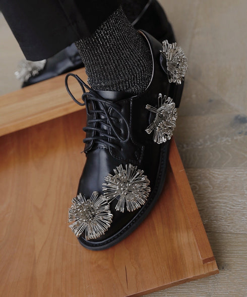 Metal Cluster Decor Derby Shoes