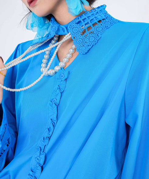 Lace Collar Sheer Blouse