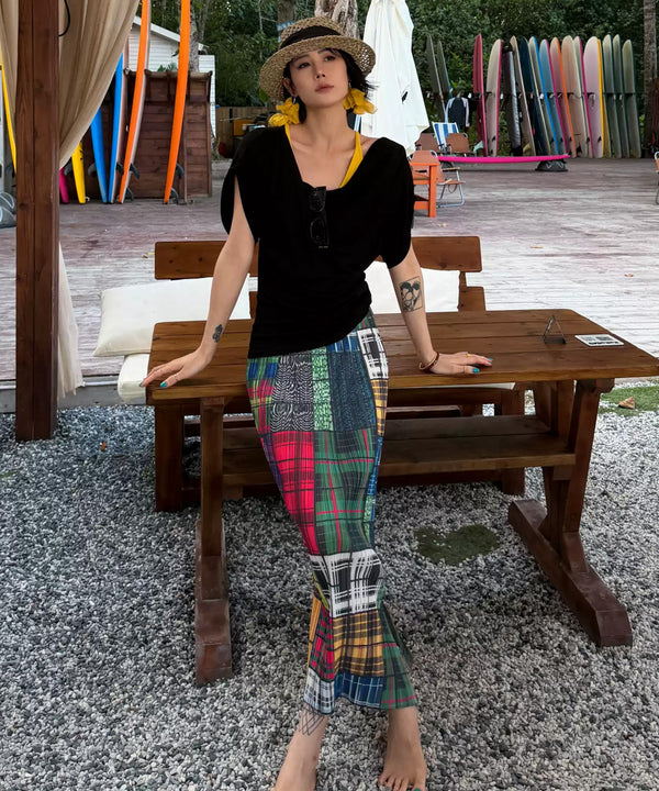 Patch Tartan Skirt
