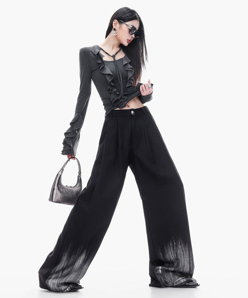 Ruffle Trim Slim Fit Top