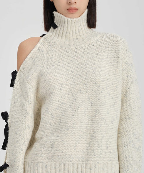 Ribbon Cutout Knit Sweater