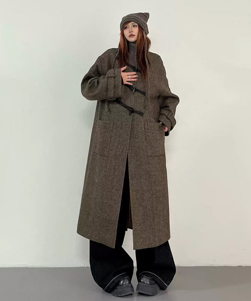 Herringbone Toggle Long Coat