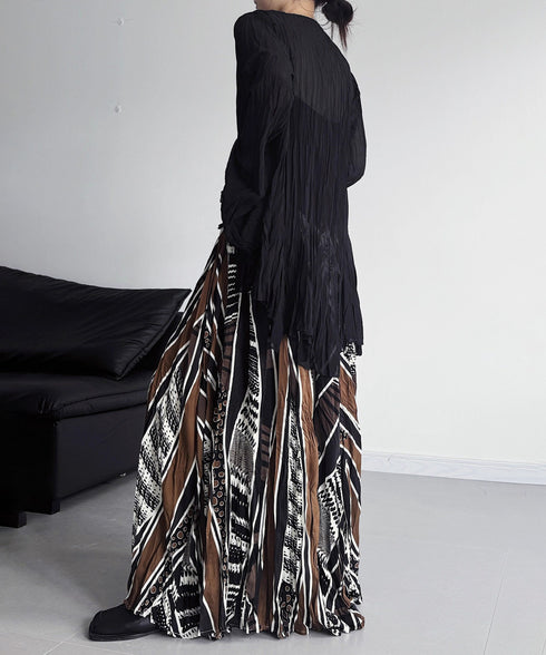 Ethnic Stripe Flow Maxi Skirt