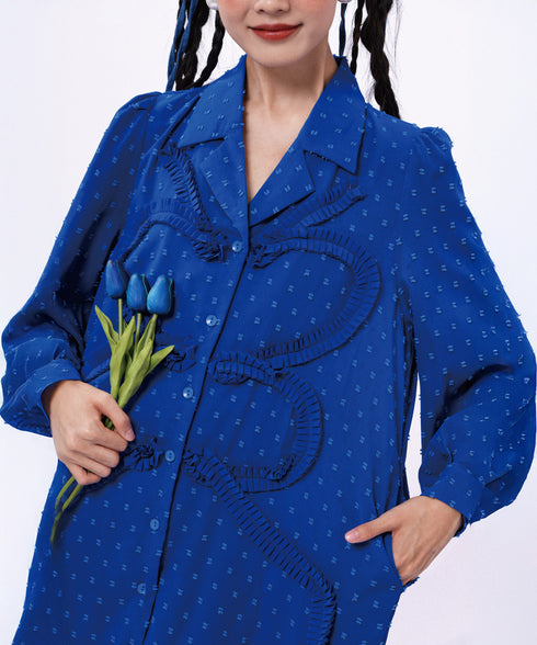 Ribbon Applique Shirt Dress