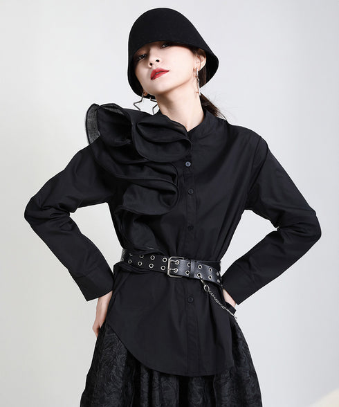 Glossy Dot Bow Blouse