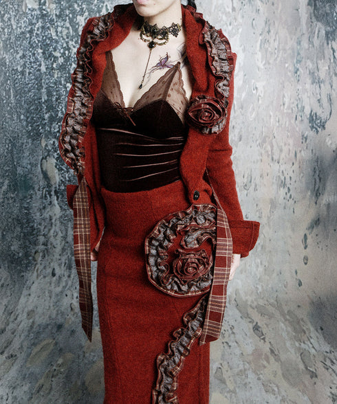 Ruffle Trim Wrap Cardigan