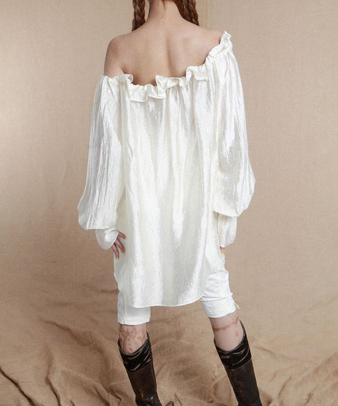 Frill Off-Shoulder Sheer Top