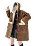 Hooded Faux Shearling Patch Coat