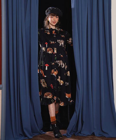 Forest Animal Printed Dress