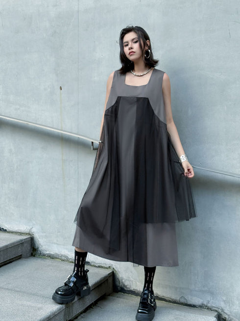 Layered Mesh Flare Dress