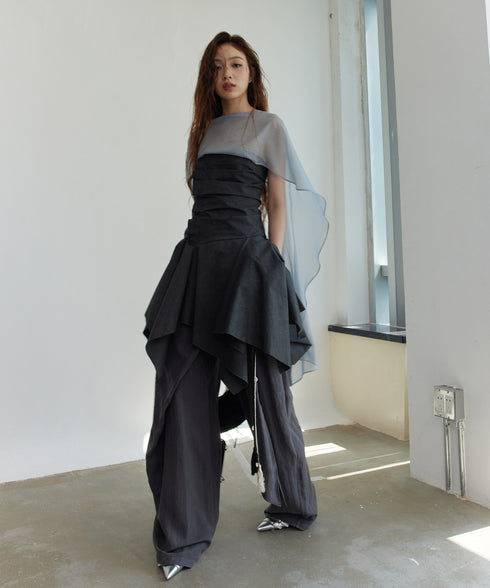 Drape Flow Corset Top & Sheer Scarf